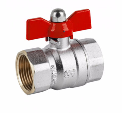 Кран шаровой латунный GENEBRE 3037 Ду8 Ру25 резьбовой ВР/ВР с красной бабочкой