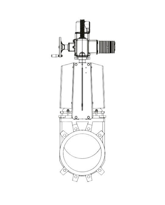 Задвижка GROSS DN 100 PN 10 шиберная с выдвижным штоком c электроприводом AUMA
