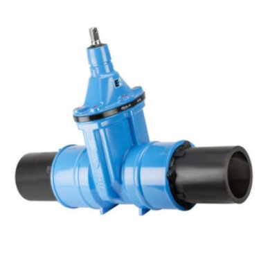 Задвижка HAWLE 4051E2 DN 125/140 PN 10 с ПЭ патрубками клиновая чугунная с обрезиненным клином