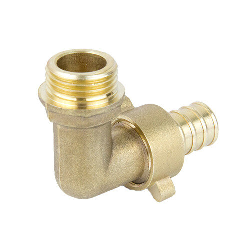 Переходник для шланга латунный Aquasfera 9106 DN 15x20 PN 25 резьба - 1/2''x20, угловой разъемный, резьбовой НР-НР, 9106-03