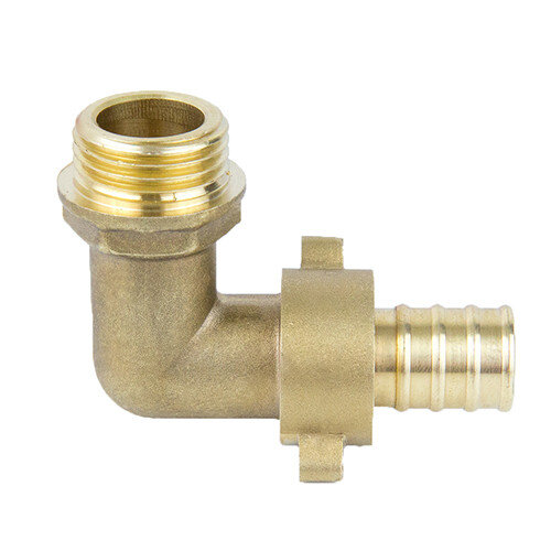 Переходник для шланга латунный Aquasfera 9106 DN 15x20 PN 25 резьба - 1/2''x20, угловой разъемный, резьбовой НР-НР, 9106-03