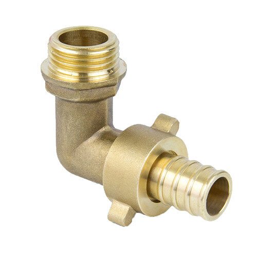 Переходник для шланга латунный Aquasfera 9106 DN 15x20 PN 25 резьба - 1/2''x20, угловой разъемный, резьбовой НР-НР, 9106-03