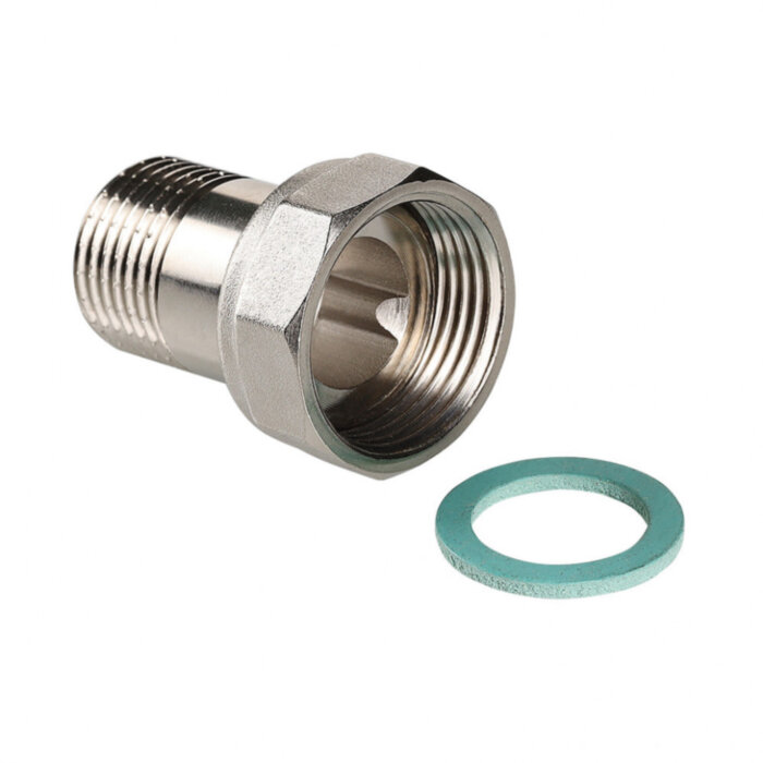 Латунный полусгон VALTEC 1 1/4" x 1" с накидной гайкой и наружной резьбой VTr.613.N.0706