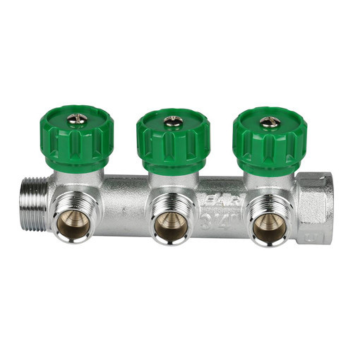 Коллектор распределительный FAR FK 3822 3 отвода ВР-НР 3/4"х1/2" DN 20 PN 16 с регулирующими клапанами 2