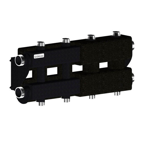 Коллектор распределительный GIDRUSS MK-100-4DU.EPP 5-ти контурный НР 1 1/4"x1" Ду 32 Ру 6 модульный в термоизоляции