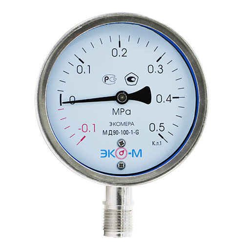 Манометр (вакуумметр) ЭКОМЕРА МД90 Ду 100 мм Ру -0,1-0,5 МПа гидрозаполненный коррозионностойкий