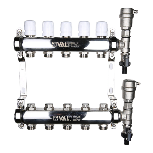 Коллекторная группа VALTEC VTc.588.EMNX.0606 6-ти контурный ВР-НР 1"x3/4" DN 25 PN 9 с регулирующими и балансировочными клапанами