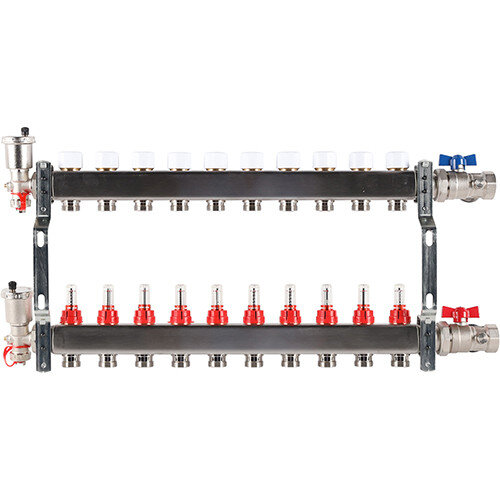 Коллектор ROMMER в сборе с расходомерами 10 выходов
