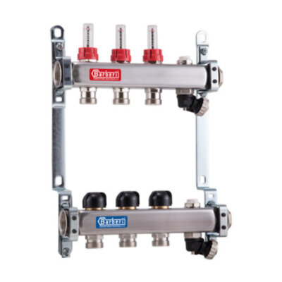 Коллекторная группа BARBERI 8M 6-ти контурный ВР-НР 1"x3/4" DN 25 PN 6 с регулирующими клапанами