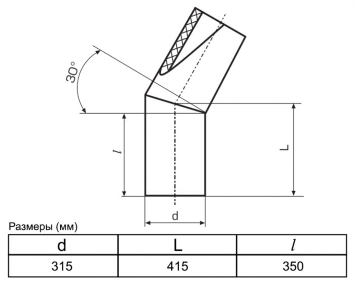 Отвод 315 мм SDR17 30° ПЭ100 сварной сегментный ПНД
